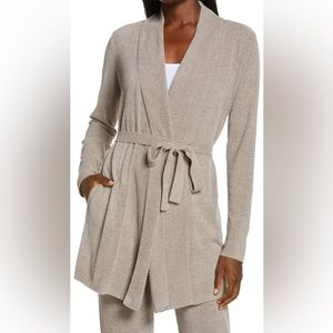 Barefoot Dreams Cozy Chic Drape Rib Cardigan - Beach Rock Size Large